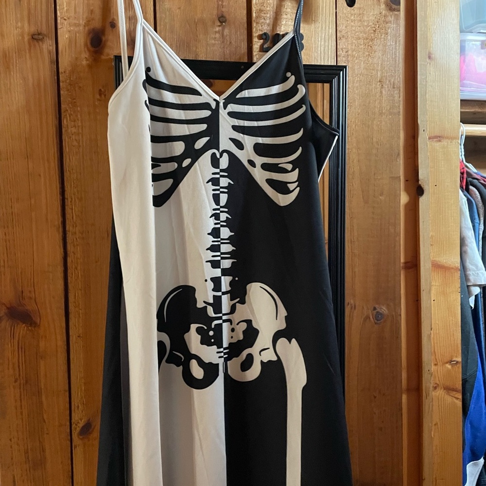 Skeleton Print Black and White Dress